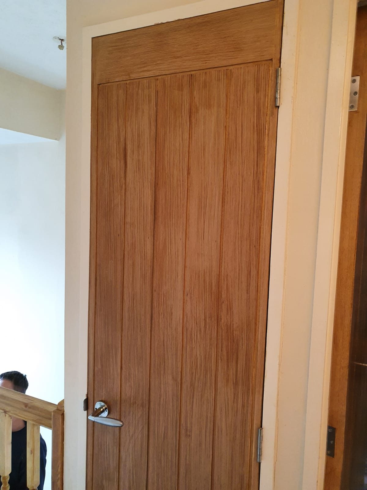Oak internal door hung with matching architrave, Thomas Joinery Services, Bedford