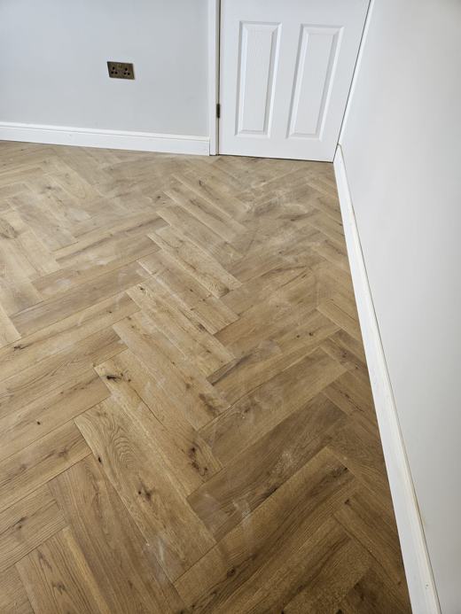 Herringbone parquet floor laid by Thomas Joinery Services