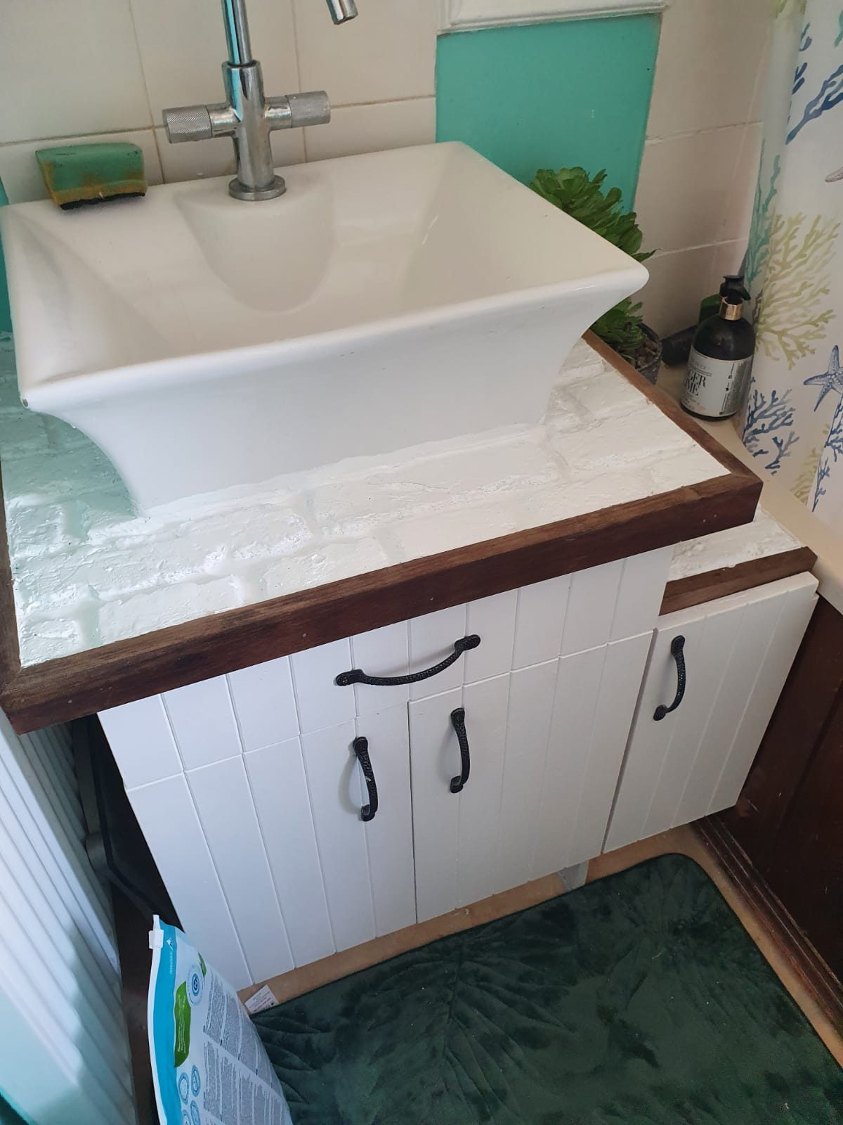 Bathroom vanity unit with a timber top, Thomas Joinery Services, Bedford