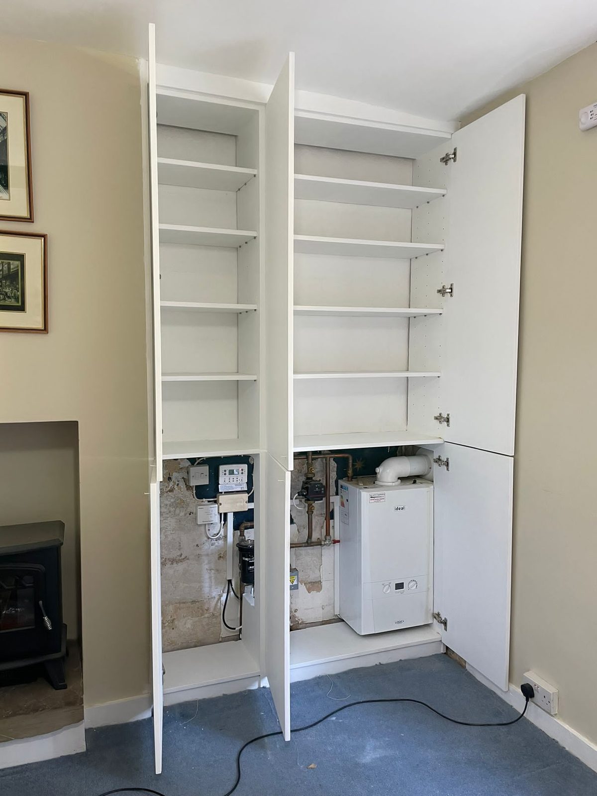 Boiler cupboard built to hide the pipework, Thomas Joinery Services, Bedford