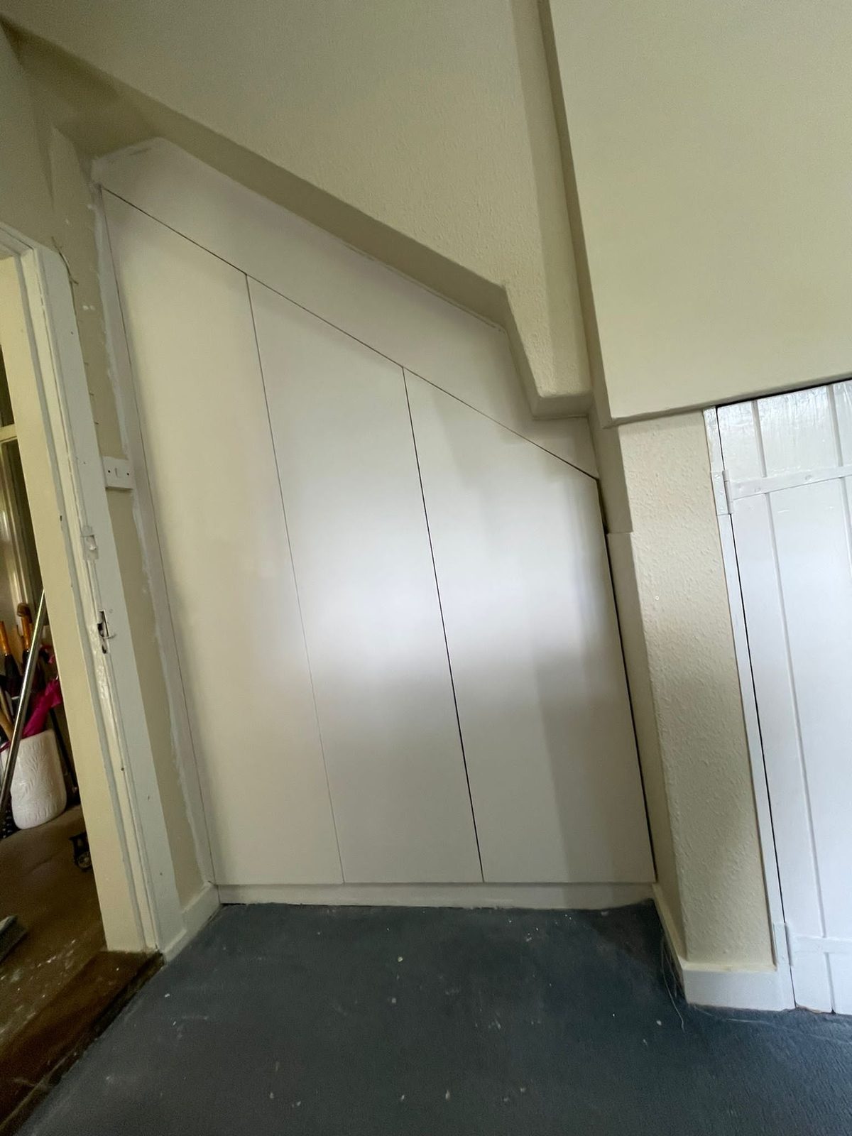 Panelled under-stairs cupboard front, Thomas Joinery Services, Bedford
